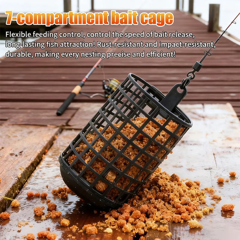 Jaula para cebo de carpa redonda negra con tapa, fuerte - imagen 3