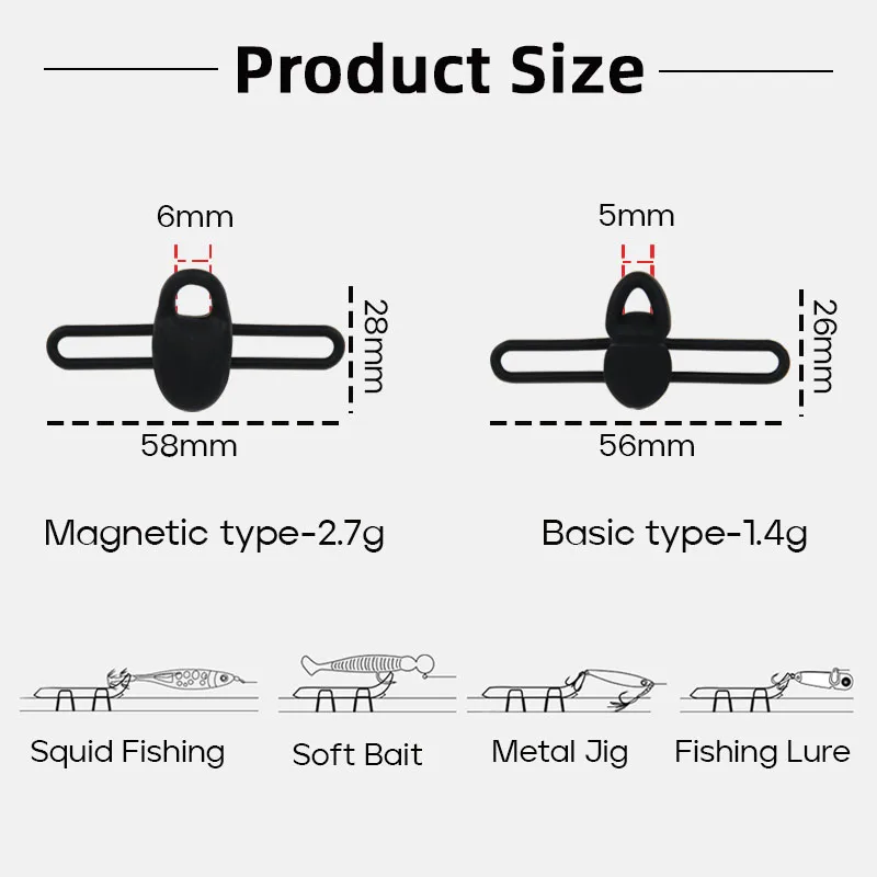 LETOYO-caña de pescar magnética de silicona, 2PS, gancho para caña, soporte para anzuelo de señuelo, accesorios de pesca, caña de pescar giratoria para Baitcasting - imagen 2