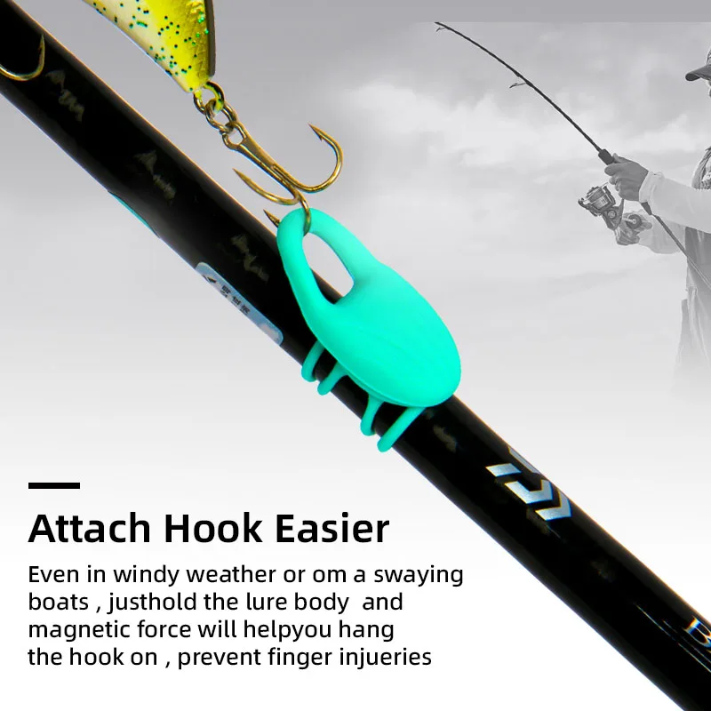 LETOYO-caña de pescar magnética de silicona, 2PS, gancho para caña, soporte para anzuelo de señuelo, accesorios de pesca, caña de pescar giratoria para Baitcasting - imagen 4