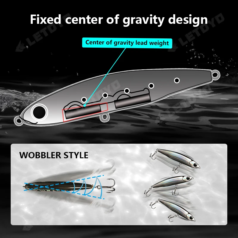 LETOYO-lápiz que se hunde, 17g, 12g-3,5g, cebo Artificial, cebos duros, señuelos para lubina y trucha, Wobblers para Lucio, señuelo de pesca giratorio - imagen 4