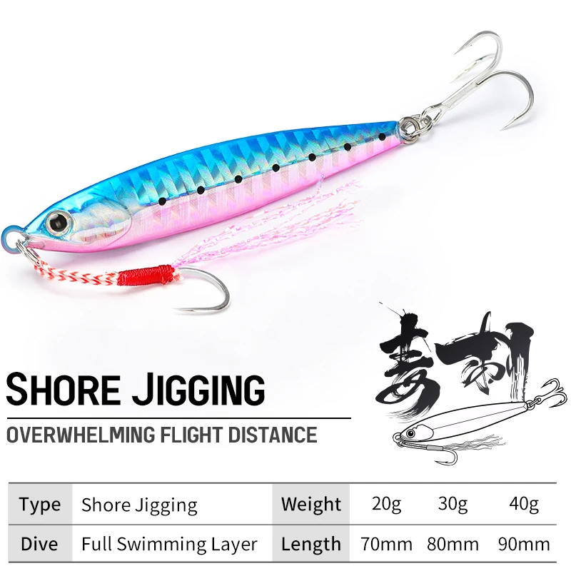 TSURINOYA 20g 30g 40g Shore Jigging señuelo de pesca STINGER plantilla de Metal arrastre señuelo de lubina de fundición larga cebo Artificial aparejos de pesca - imagen 2