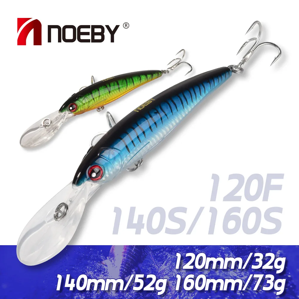 Señuelos de pesca Noeby Trolling Minnow 12cm 14cm 16cm flotante de hundimiento lento Wobbler cebo Artificial lubina señuelo de pesca de agua salada