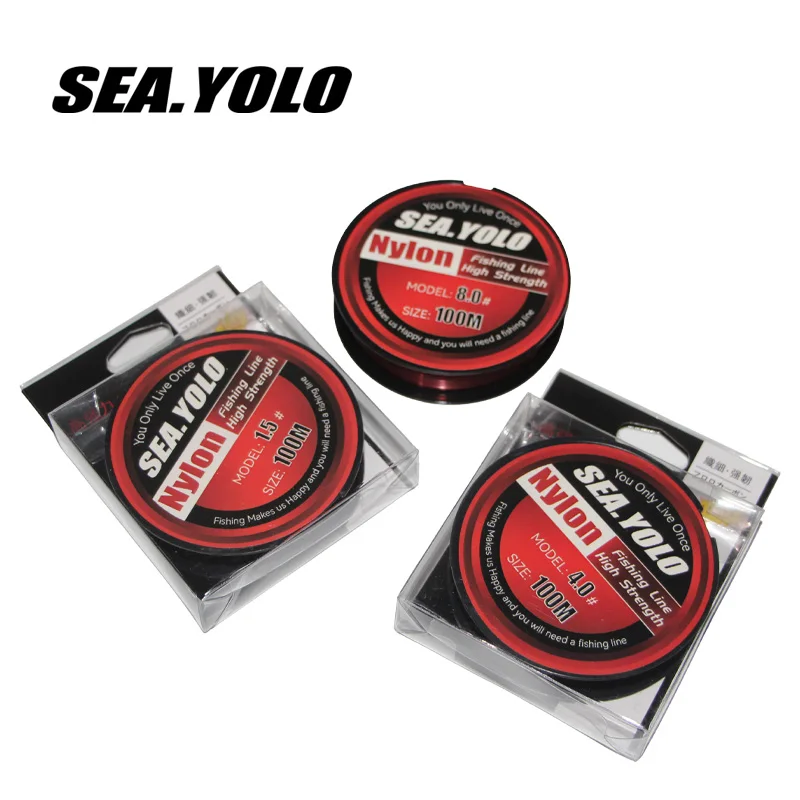Sedal de pesca de nailon Sea.Yolo, 100m, 0,1mm-0,5mm, 4LB-40.6LB, fluorocarbono rojo japonés, superfuerte, hundimiento en el mar - imagen 4