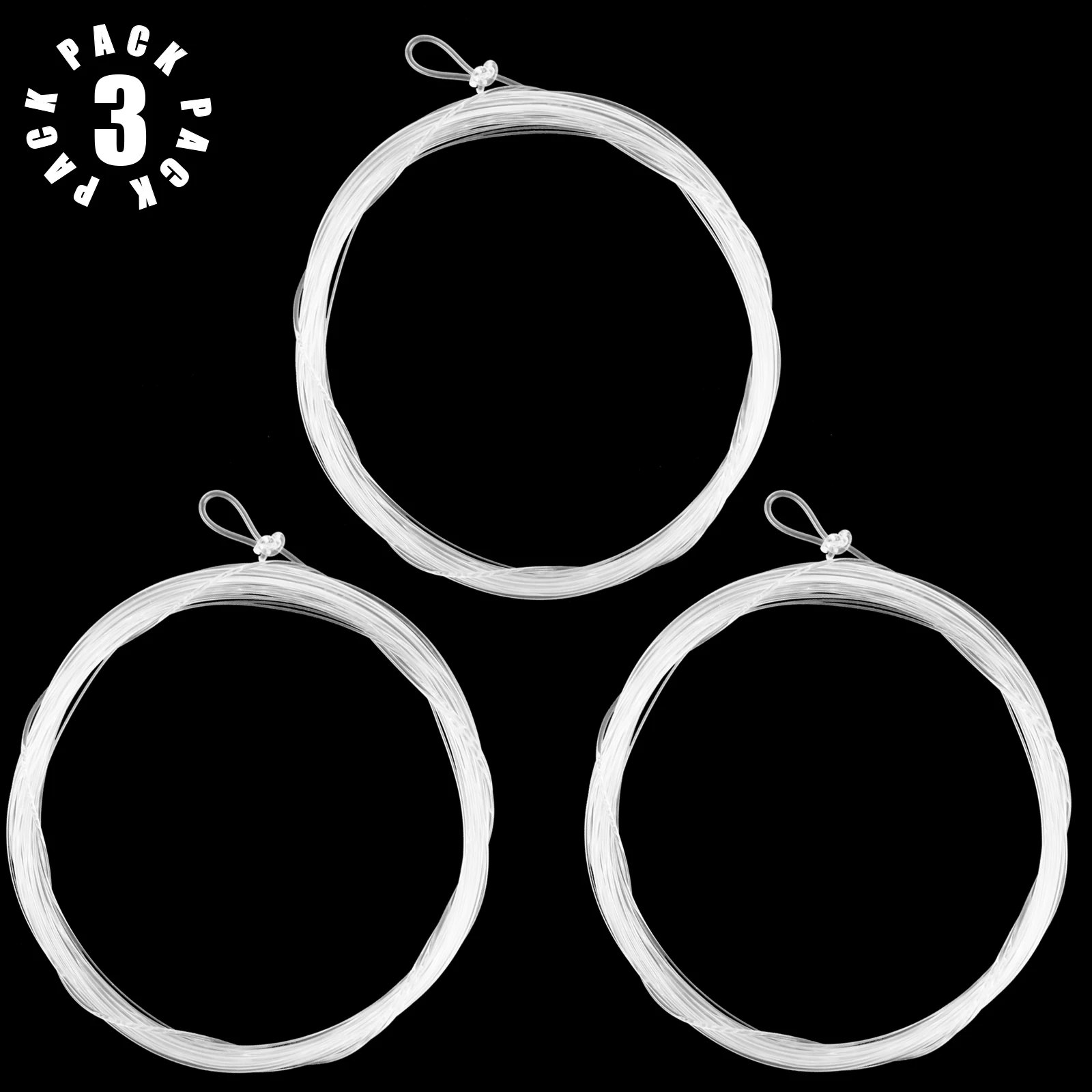 SF 3 unids/bolsa 15 pies, 2 unids/bolsa 12 pies líder cónico de salmón de nailon con bucle preatado línea de pesca con mosca 15/18/21/26LB - imagen 2