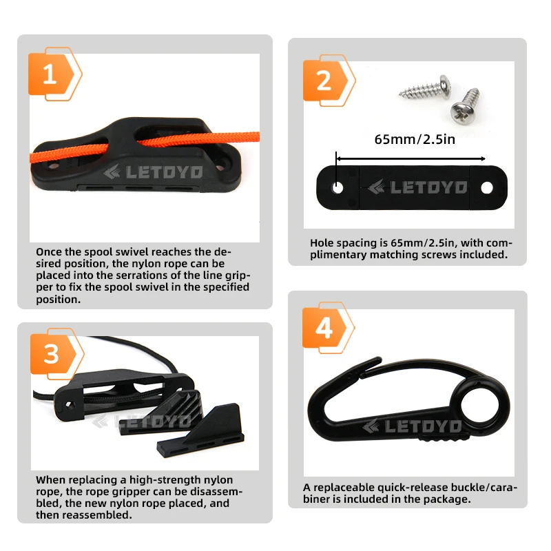 LETOYO 3025 Downrigger Weight Retriever 86In abrazadera de cable Fairlead tacos pesca a curricán pesca en barco de agua salada pesca en aguas profundas - imagen 3