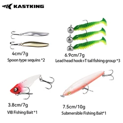 Kits de plantillas de natación KastKing, juego de cebo de señuelo de pesca, paquete de 4 faldas de silicona multicolores de 7g y 10g para agua clara y fangosa