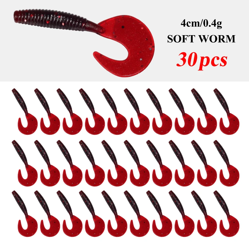 ILure-SEÑUELOS blandos de pesca, cebo de silicona de 4cm, cola en espiral, Swimbaits Shad Souple Goods, aparejos artificiales Wobblers, 30 piezas - imagen 4