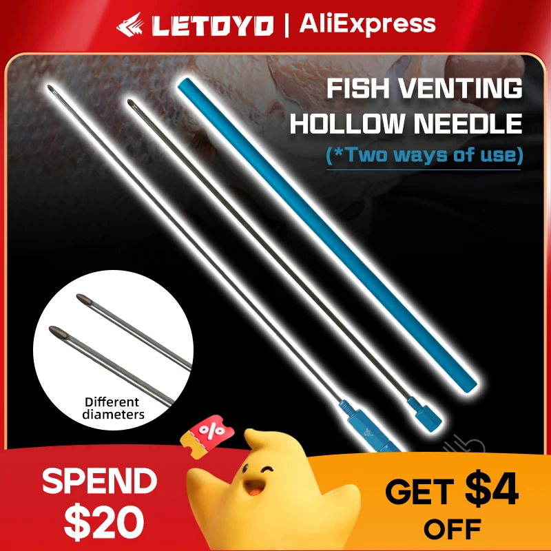 LETOYO Aguja hueca para ventilación rápida de peces Aguja para anzuelos de lombrices de tierra Aguja para cebo de lombrices para atún rojo, lubina, bacalao del Atlántico, pez roca negro Accesorios de pesca Artículos - imagen 2