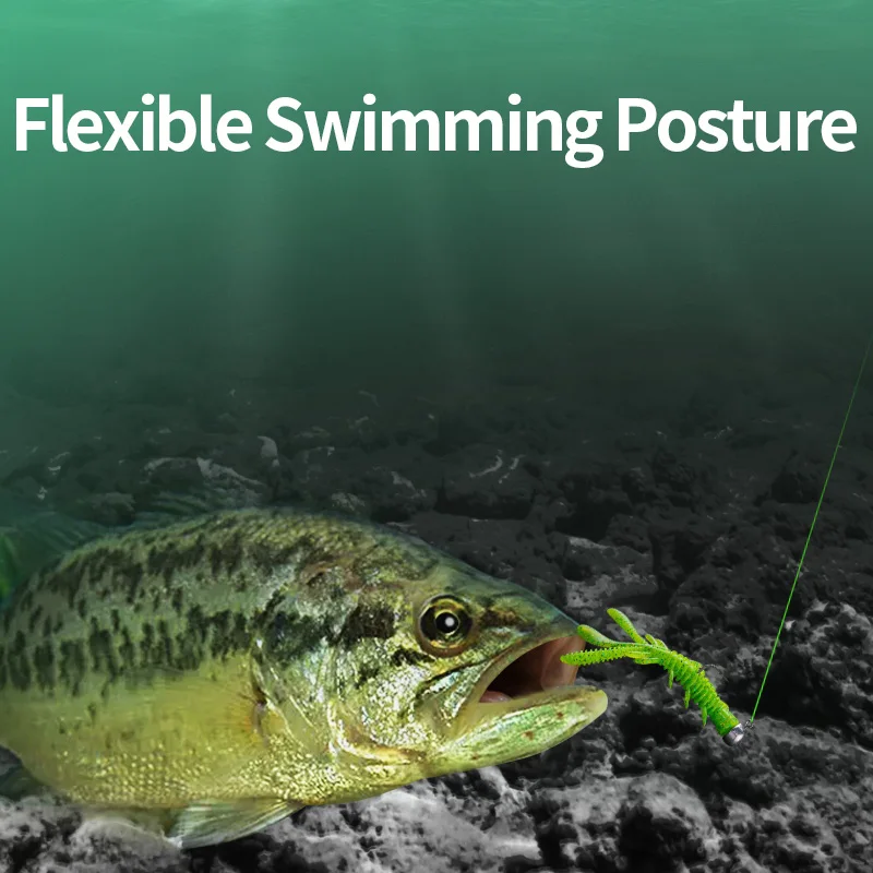 LINNHUE-cebo flotante suave para pesca de camarones, aparejo NED, Wobblers, señuelo de natación de camarones, plantilla de sal, Swimbait de silicona con atrayente de peces - imagen 4