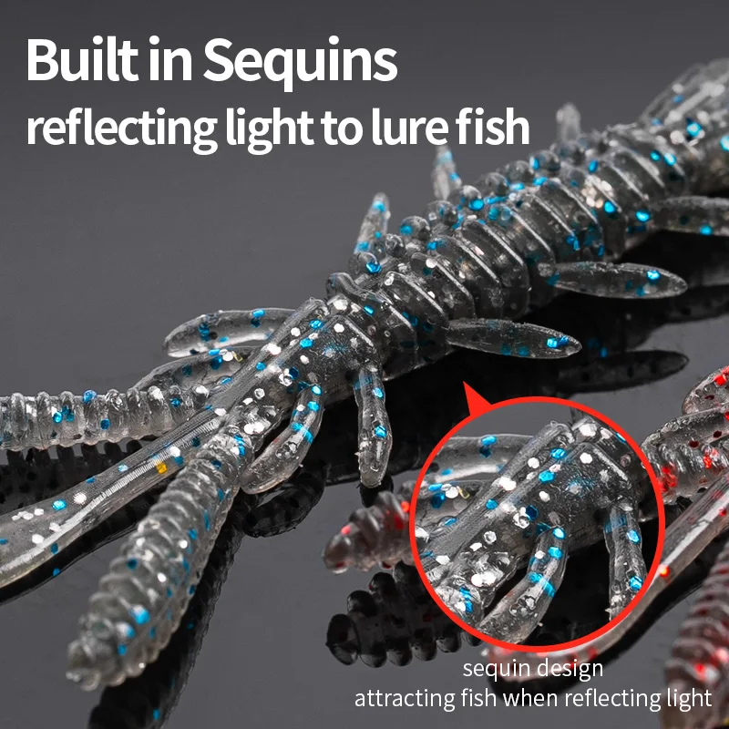 LINNHUE-cebo flotante suave para pesca de camarones, aparejo NED, Wobblers, señuelo de natación de camarones, plantilla de sal, Swimbait de silicona con atrayente de peces - imagen 5