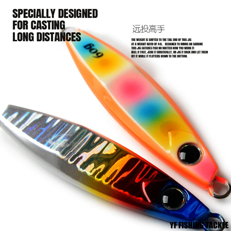 Señuelo de JIGGING lento para Orilla, superficie holográfica reflectante, anzuelo MUSTAD afilado, cebo de pesca para Orilla y barco, plantilla de METAL que se hunde - imagen 5