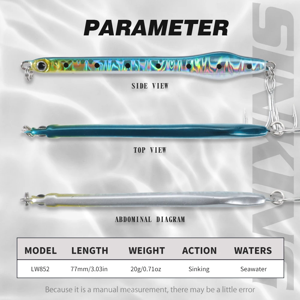 Hunthouse-señuelo de pesca con plantilla de Metal de cola ancha, 77mm/20g, agua salada, hundimiento lento, cebos de Jigging para lubina, atún, aparejos de pesca - imagen 2