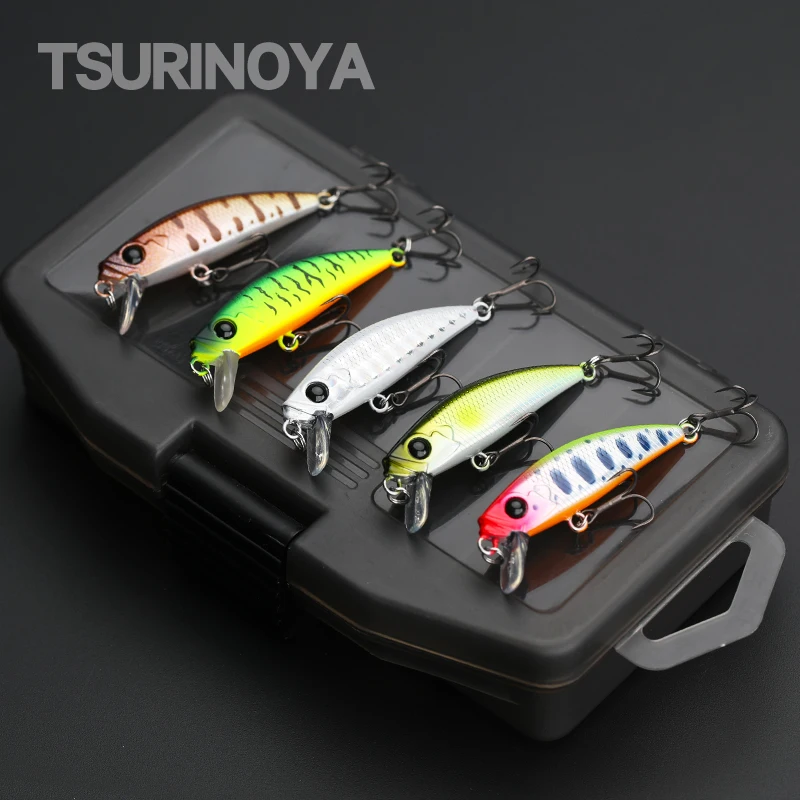 TSURINOYA-Juego de Señuelos de Pesca, cebo duro para trucha Ajing, 46S, 51S, 5 piezas, 46mm, 5g, 51mm, 5,8g, Intruder Stream Lake
