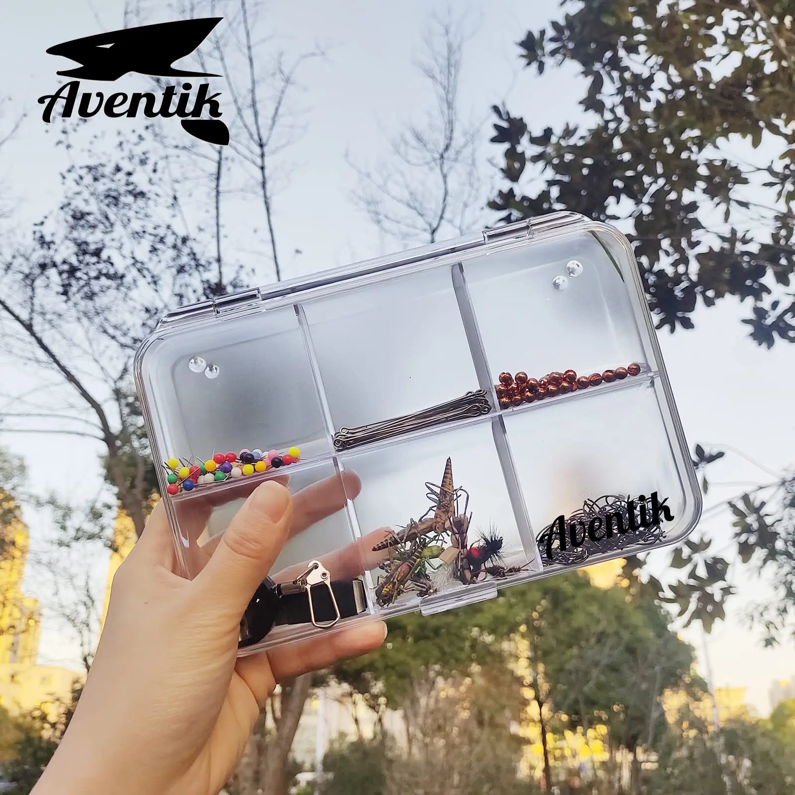Caja de pesca con mosca de policarbonato Aventik, cuatro opciones diferentes de múltiples compartimentos, gran tamaño de bolsillo, 7,52x5,24x1,08 pulgadas - imagen 5