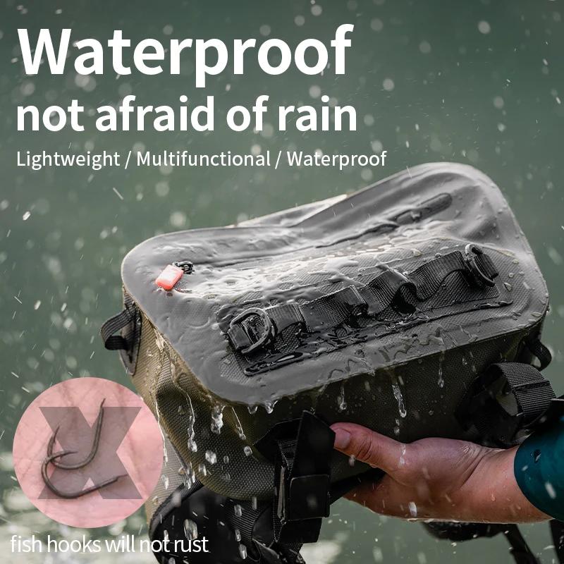 LINNHUE-bolsa impermeable para aparejos de pesca, riñonera de cintura para exteriores, bolso cruzado con capacidad, caja de sedal para Señuelos de Pesca, accesorios de almacenamiento - imagen 3