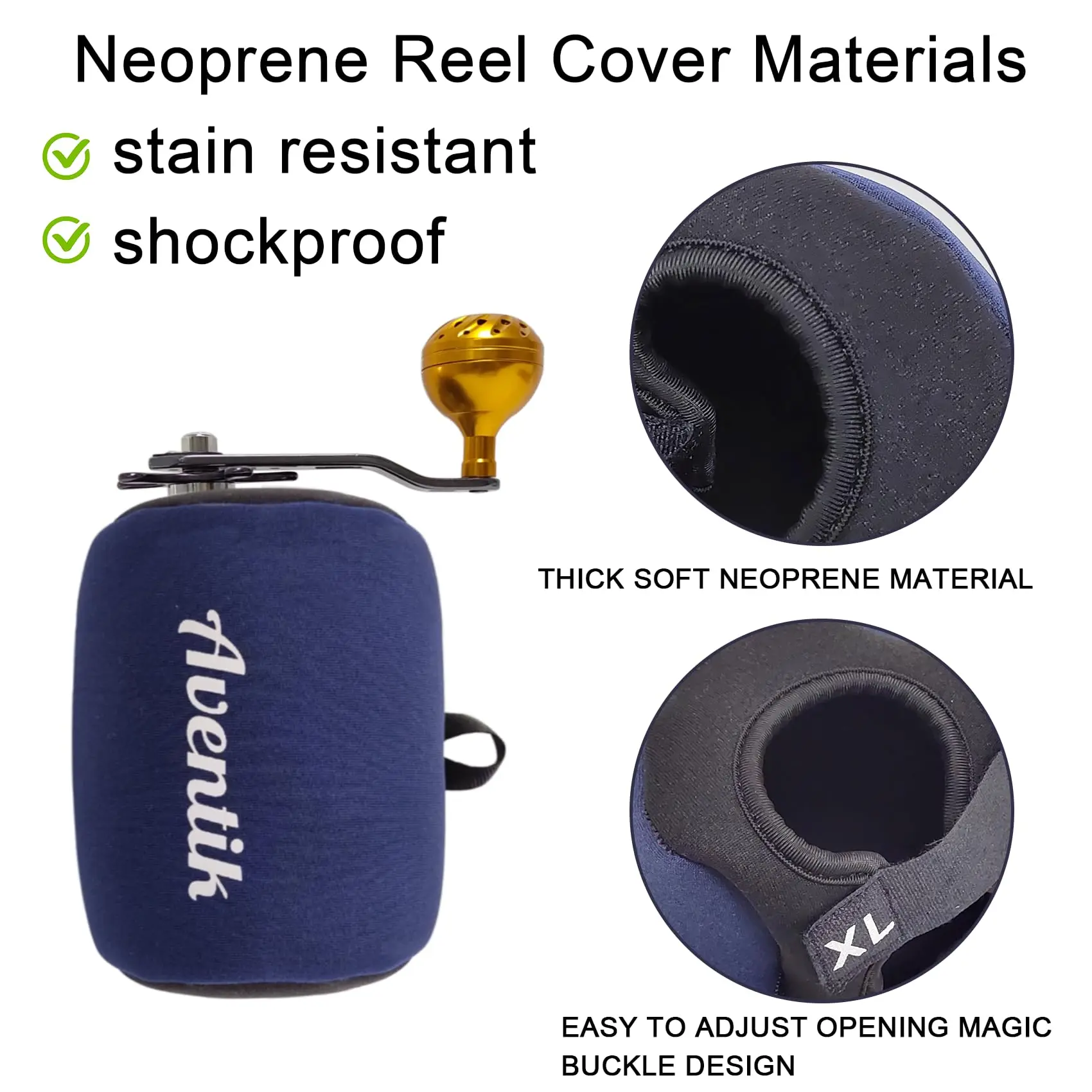 Aventik-funda de neopreno para carretes de pesca, cubierta redonda para carretes de pesca, bolsa para carretes, protección suave y duradera - imagen 3