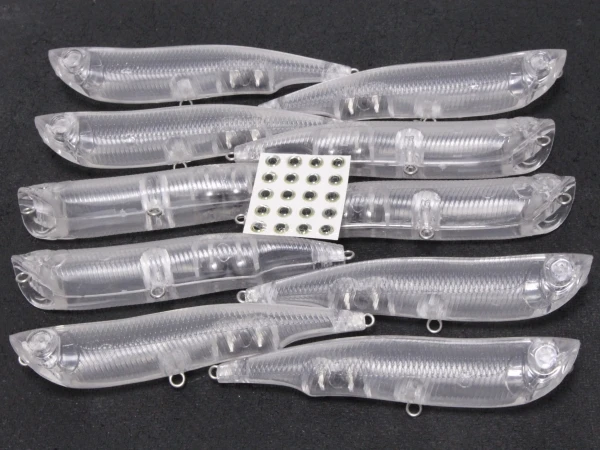 WLure 15g de fundición larga Topwater Popper cuerpo de señuelo transparente en blanco 10 por paquete señuelo de pesca para caminar UPW622 - imagen 2