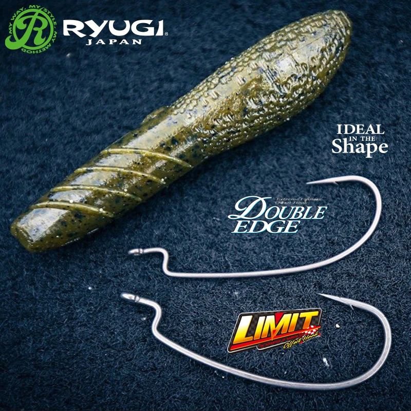 RYUGI-anzuelo de gusano Offset, anzuelos de manivela de acero de alto carbono, accesorios de señuelo de pesca de lubina con púas, aparejos de pesca originales de Japón - imagen 2