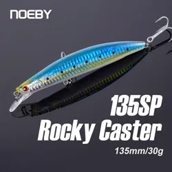 NOEBY-señuelo de pececillo suspendido, 135mm, 30g, cebo duro Rocky, cebo Jerk de fundición larga, atún Artificial, aparejos de pesca de lubina