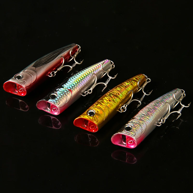 LETOYO Topwater Popper 8,5-30g flotante Rock pop cebos duros artificiales para lubina perca Lucio señuelo de pesca