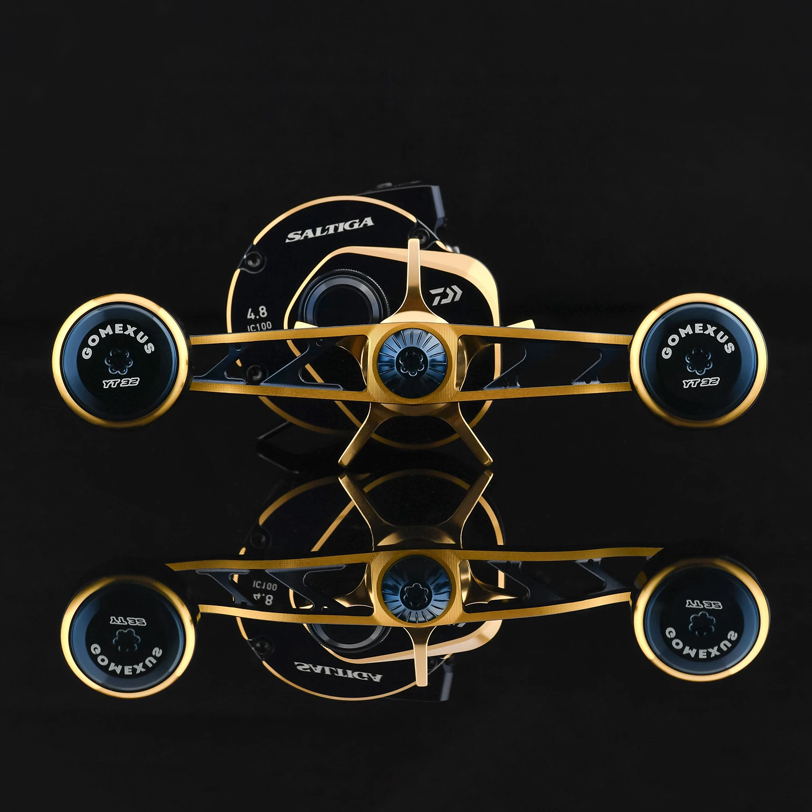 Gomexus-Mango para carrete de Baitcasting Daiwa Saltiga IC 130mm, mango doble con perillas de aluminio - imagen 3