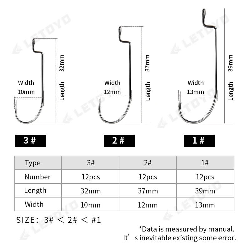 LETOYO-anzuelos de gusano de púas de acero, anzuelo de pesca de níquel negro para agua salada, accesorios de pesca - imagen 4