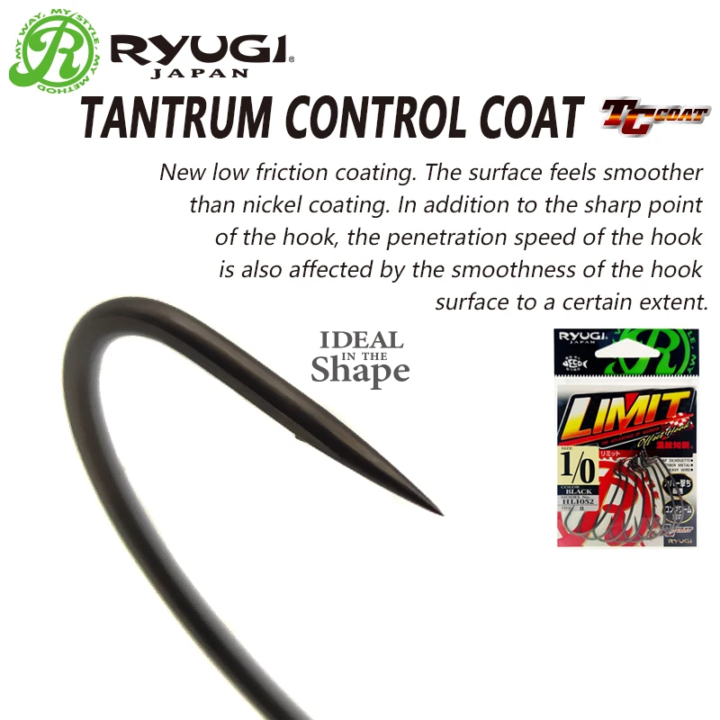 RYUGI-anzuelo de gusano Offset, anzuelos de manivela de acero de alto carbono, accesorios de señuelo de pesca de lubina con púas, aparejos de pesca originales de Japón - imagen 3