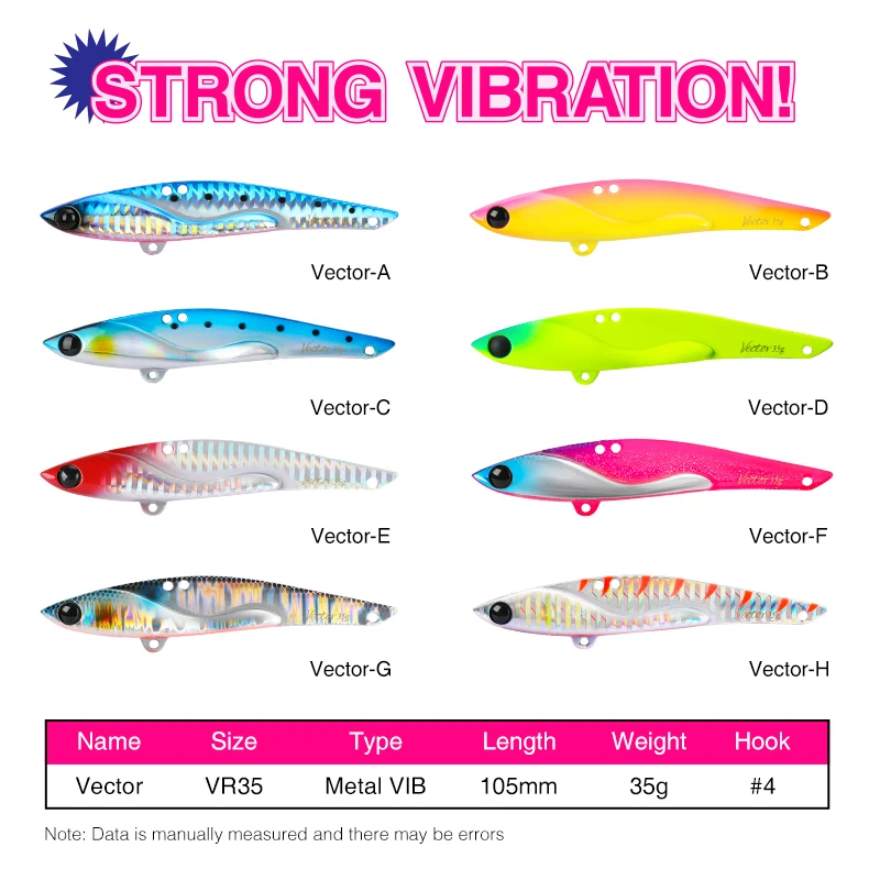 TSURINOYA VIB-señuelo de pesca de Metal, DW38-C, cebo duro de Metal con vibración que se hunde, 105mm, 35g, Jigging de hielo Artificial, Wobblers Swimbait