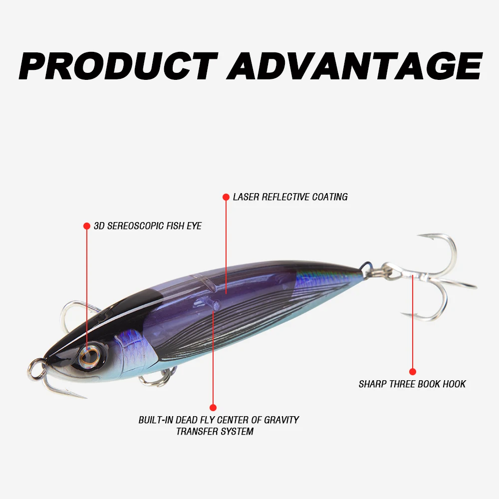 Hunthouse-señuelo de pesca de agua salada, cebo de lápiz que se hunde, 150mm, 68g, revestimiento reflectante láser, hoja de Flash para atún y caballa - imagen 5