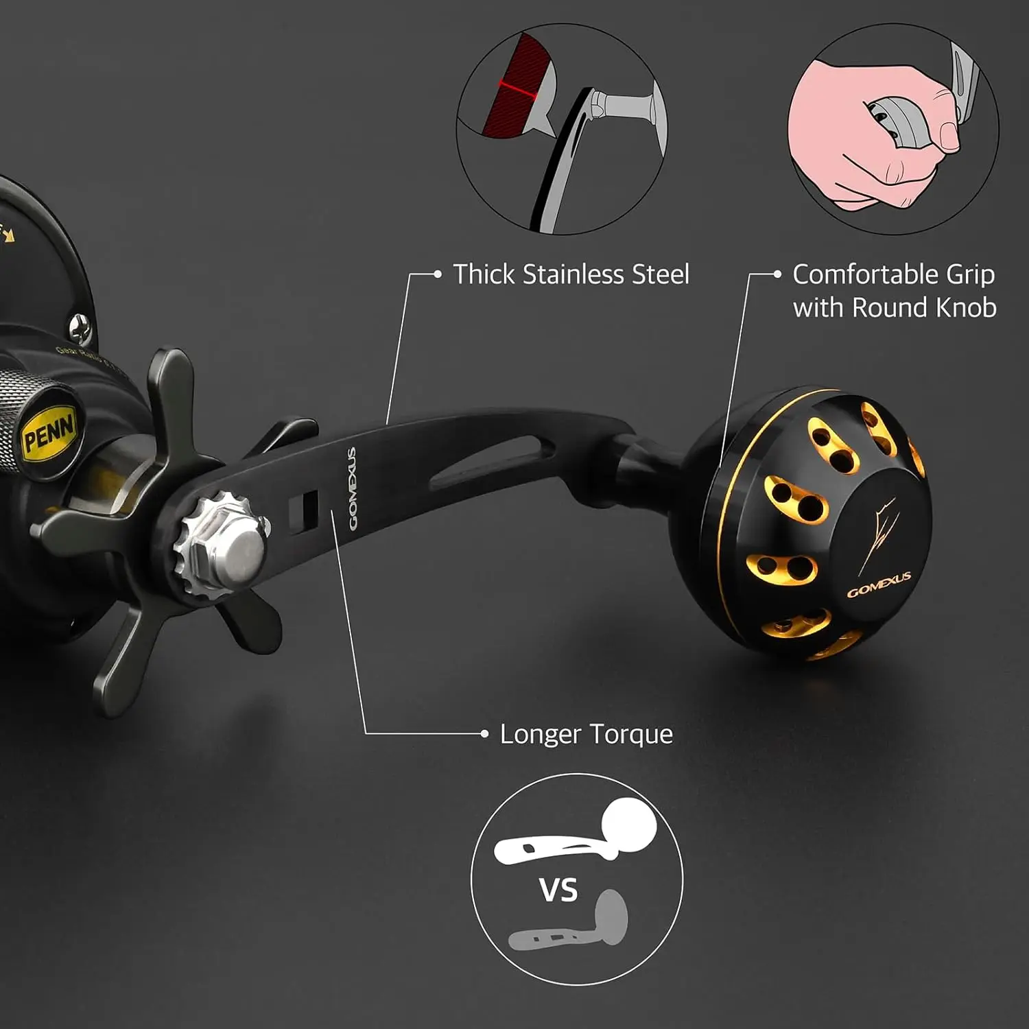 Manija de alimentación GOMEXUS para Penn Squall Star, palanca de arrastre, palanca de arrastre de viento Fathom Star, palanca de arrastre de viento - imagen 2