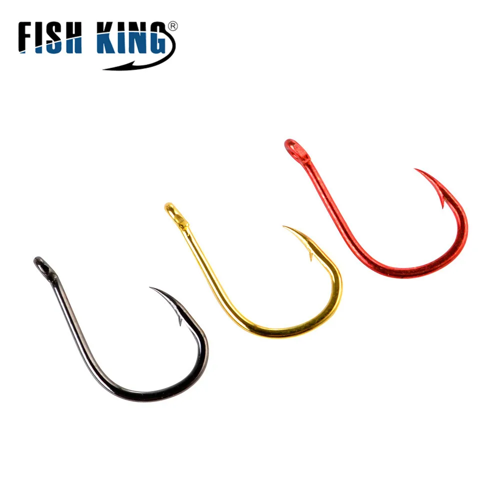 FISH KING 50-100 piezas de anzuelo de pesca de acero rico en carbono con púas 1 # -12 #   ISEAMA con anzuelos de carpa y bagre con ojo para accesorios de pesca - imagen 3