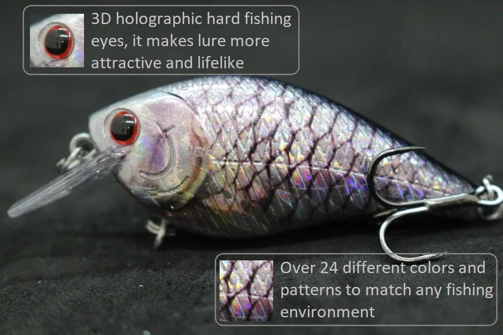 WLure-Señuelos de Pesca salvajes flotantes y lentos, cebo Crankbait HC15KB2, 7cm, 10g, pico cuadrado, 0,5 metros de profundidad, 6 unidades por paquete - imagen 4