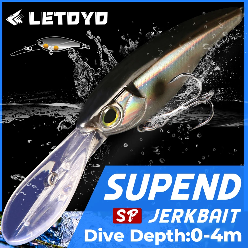 LETOYO pececillo suspendido 3,8g 6g 10g 0-4m de profundidad cebo Artificial de buceo profundo trucha lubina señuelos para Lucio Minnow Señuelos de pesca