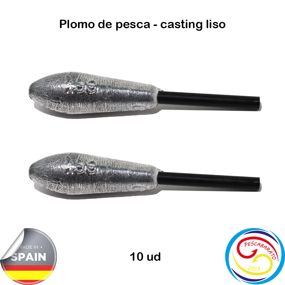 Plomo para surf casting. Plomo Castin liso corredizo. Medidas: 90g, 100g, 110g, 120g, 130g, 140g, 150g. Venta de plomo en lotes.