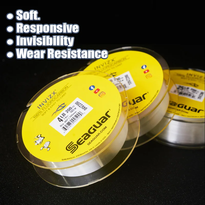 SEAGUAR INVIZX 100% línea de pesca de rendimiento de fluorocarbono 4-25LB 183M línea líder de monofilamento de fibra de carbono aparejos de pesca - imagen 4