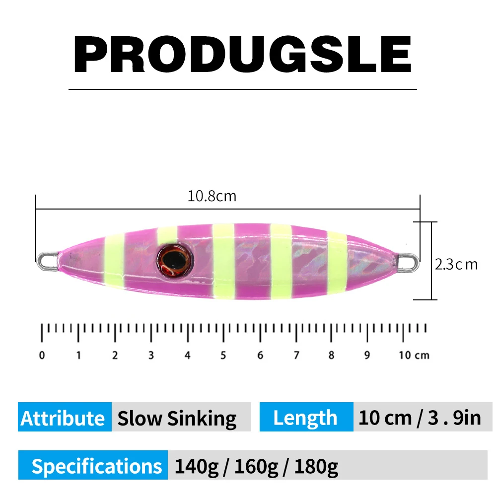 SANLIKE-señuelo de pesca de Metal lento, 140g, 160g, 180g, ojos para señuelo láser 3D, plomo duro, tolva de pesca de aguas profundas, señuelo de pesca en orilla - imagen 2