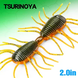 TSURINOYA cebo de gusano FAERIE 2,0 pulgadas 50mm 3g 10 Uds juego de lubina señuelo de pesca Wacky Rig Baitfish plástico blando melocotón cebos de peces falsos