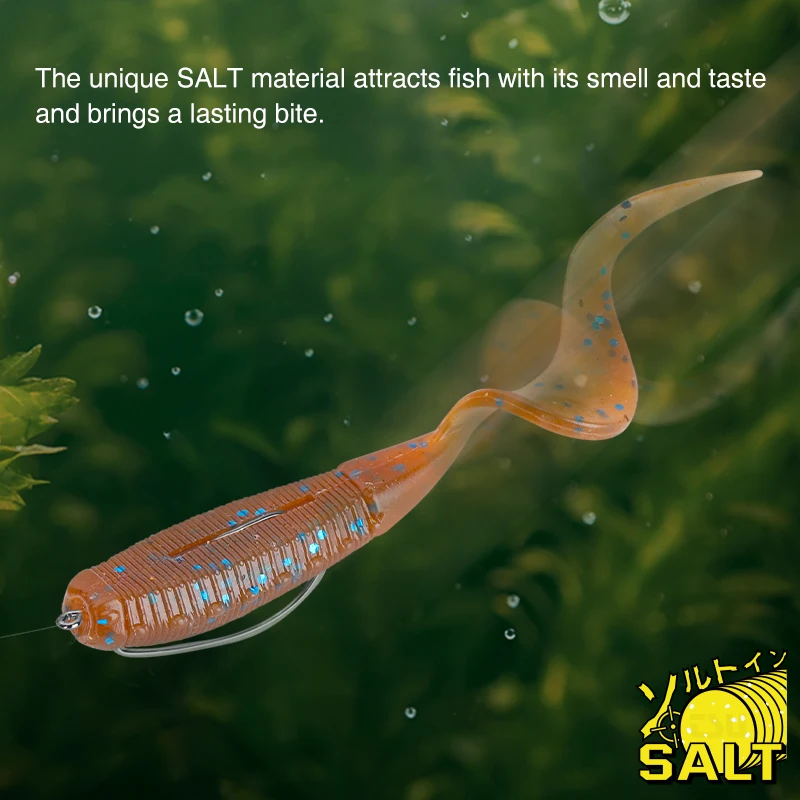 TSURINOYA-señuelo de gusano blando para pesca, cola rizada, larga y rizada, 53mm, 1,8g, 14 piezas, depredador - imagen 5