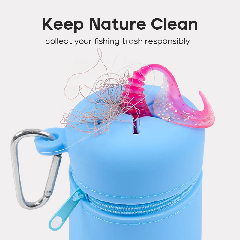 LETOYO 53g cubo de basura portátil bolsa de silicona para pescar al aire libre protección de polen mosquetón incluido herramientas de Camping al aire libre - imagen 4