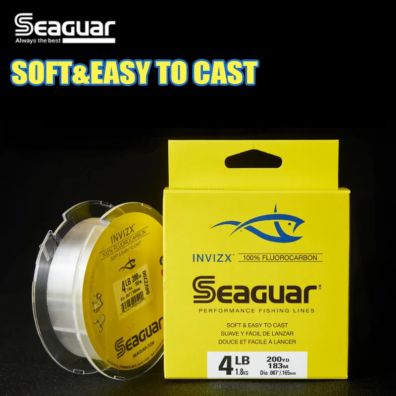 SEAGUAR INVIZX 100% línea de pesca de rendimiento de fluorocarbono 4-25LB 183M línea líder de monofilamento de fibra de carbono aparejos de pesca - imagen 5