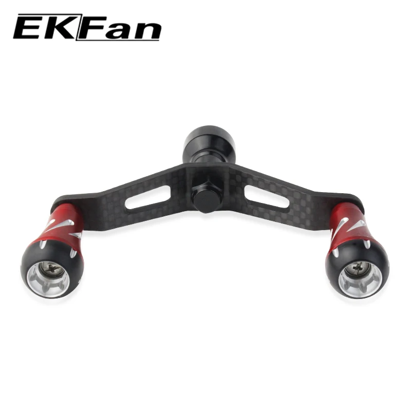 EKFan-perilla de aleación de aluminio, manijas dobles de fibra de carbono de 91MM, mango de carrete de pesca de Color dorado, herramienta de aparejos de pesca - imagen 2