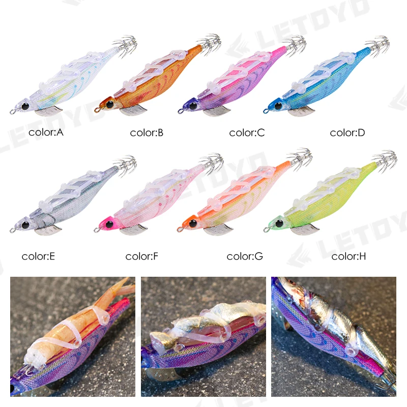 LETOYO vendaje luminoso plantilla de calamar Eginno señuelo de calamar cebo Artificial para webfoot pulpo EGI sepia Señuelos de pesca de mar - imagen 3