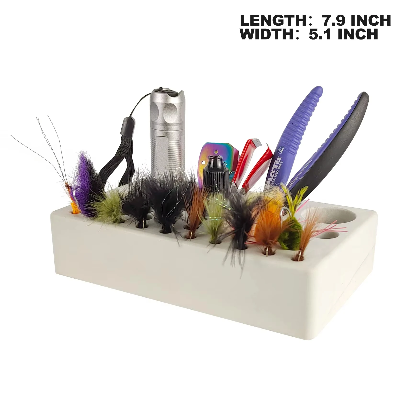 Estante de almacenamiento de escritorio para atado de moscas, alicates voladores, soporte de herramientas, herramientas de atado de moscas, carrete de hilo, herramienta de espuma, organizador Caddy - imagen 3