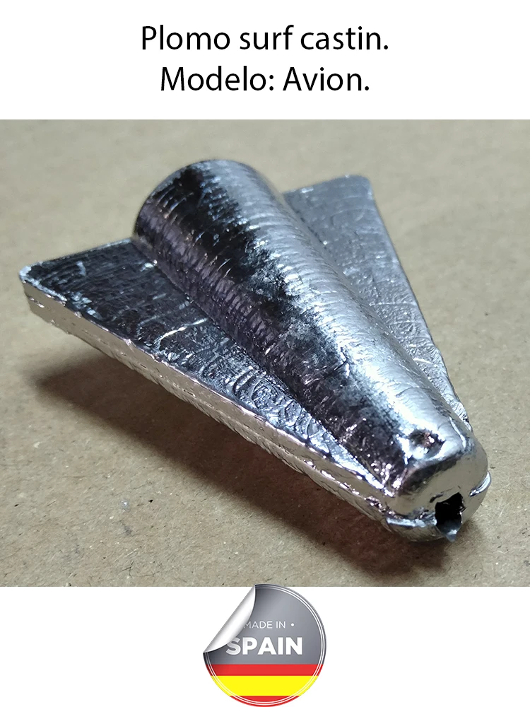 Plomo corredizo Avión, especial para surfcasting, perfecto para zonas rocosas. Medidas: 40g, 60g, 80g, 100g, 125g. Formato de venta en LOTES por medida - imagen 2