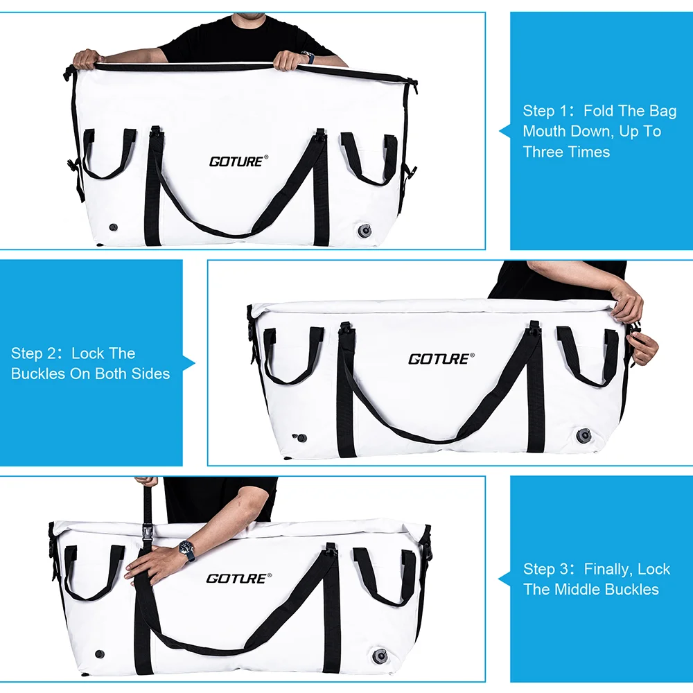 Goture-bolsa enfriadora de pesca grande, 100% impermeable, a prueba de fugas, portátil, mochila de almacenamiento, con aislamiento, para barco de mar y peces - imagen 5