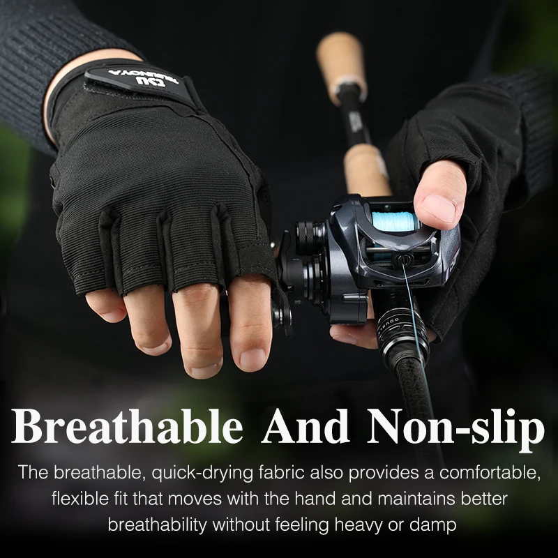 TSURINOYA Guantes de Pesca Medio Dedo – Protección Solar Antideslizante