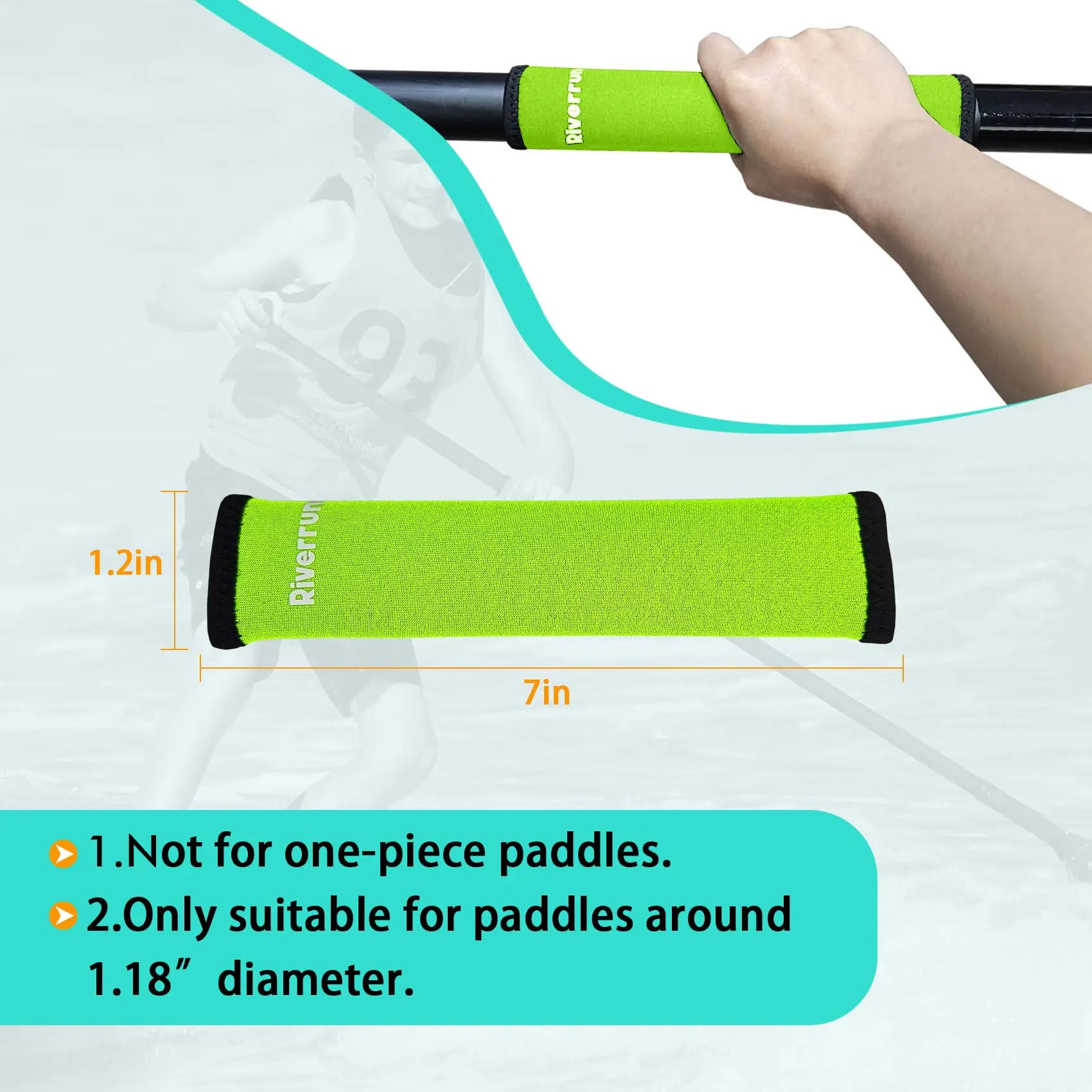 Empuñaduras antideslizantes para remo de kayak, cubiertas de mango de goma para prevención de ampollas para accesorios de paletas para llevar de 31 mm/1,22 pulgadas - imagen 2