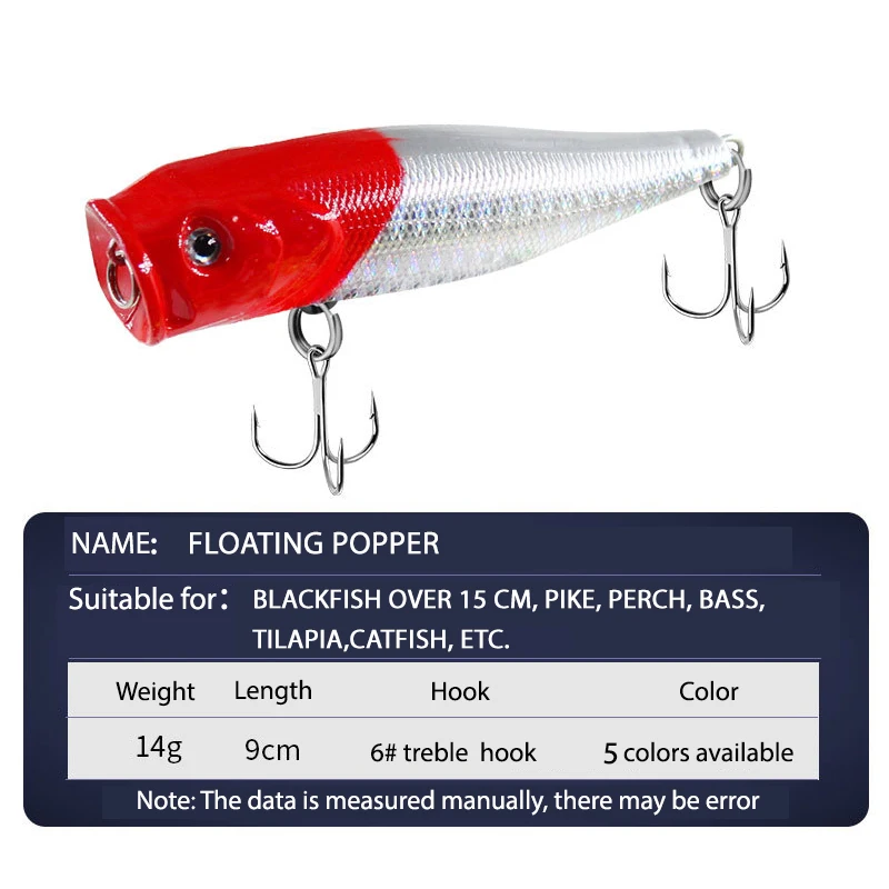 Goture-señuelo de pesca de 9cm/14g, Wobbler Topwater flotante, Poppers, cebo biónico, señuelo de superficie de agua para agua dulce y salada - imagen 2