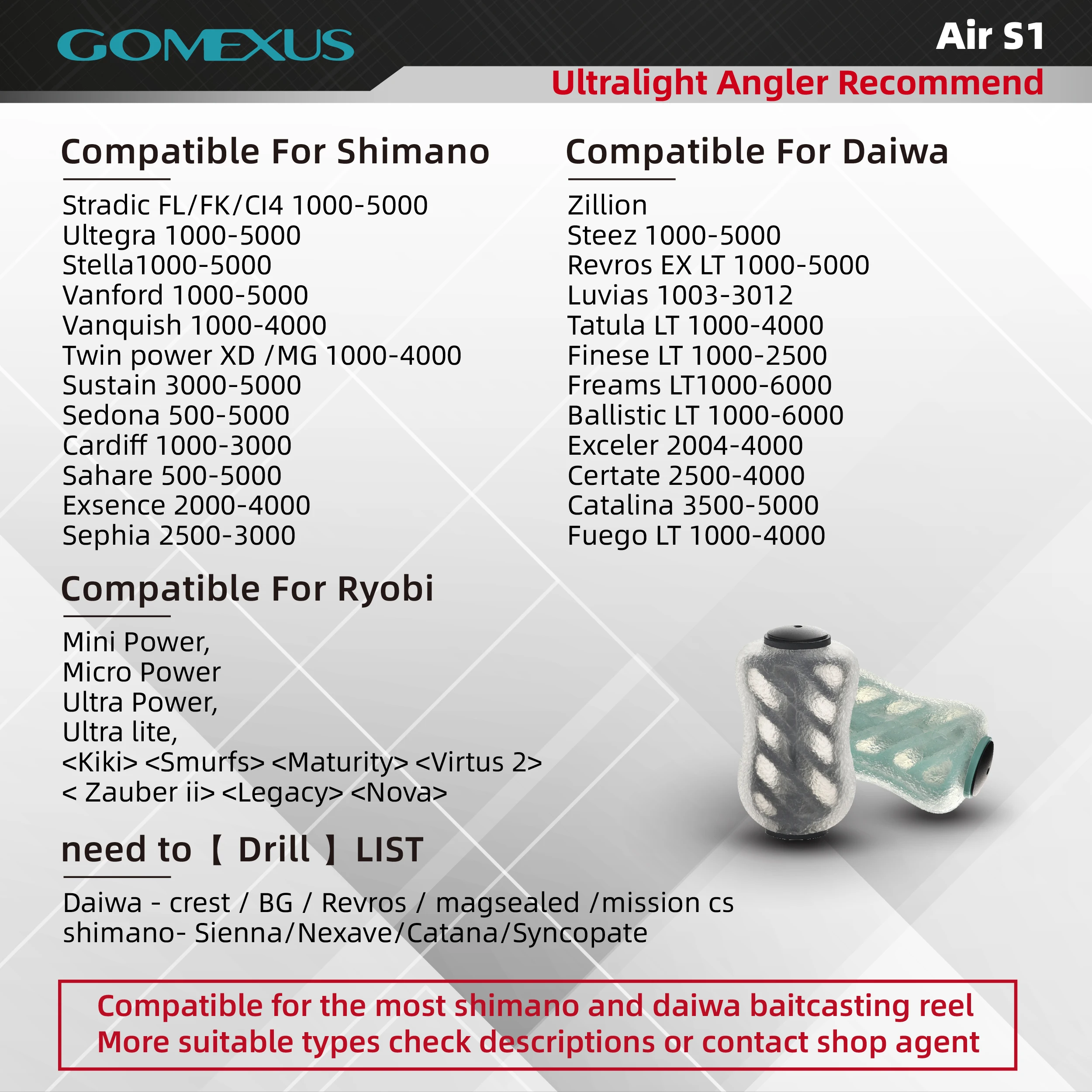 Perilla de carrete Gomexus de 20mm, pesca ultraligera para Shimano Stradic Vanford Curado Daiwa Fuego LT Spinning Baitcasting S20 - imagen 2