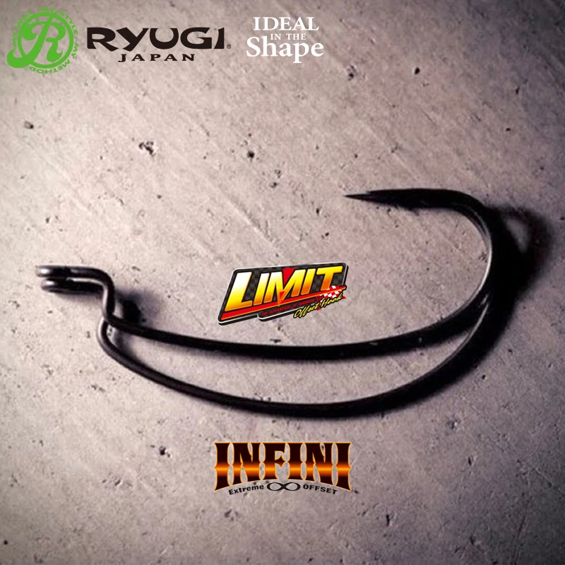 RYUGI-anzuelo de gusano Offset, anzuelos de manivela de acero de alto carbono, accesorios de señuelo de pesca de lubina con púas, aparejos de pesca originales de Japón - imagen 4